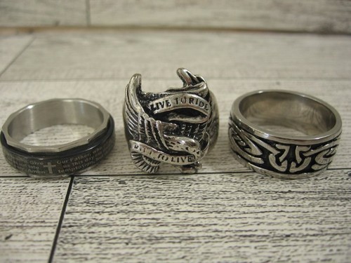Mens biker ring lot silver - lot,